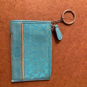 Blue Authentic Coach key/coin/card wallet